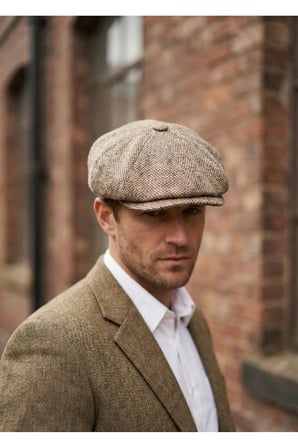Erkek Kaşe 8 Köşe Kasket Şapka Klasik Retro- Peaky Blinders Tarzı Lastikli Standart Beden