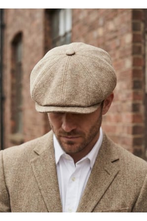 Erkek Kaşe 8 Köşe Kasket Şapka Klasik Retro- Peaky Blinders Tarzı Lastikli Standart Beden