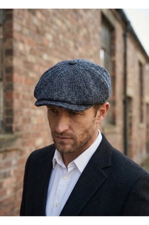 Erkek Kaşe 8 Köşe Kasket Şapka Klasik Retro- Peaky Blinders Tarzı Lastikli Standart Beden