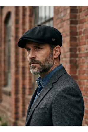 Erkek Kaşe 8 Köşe Kasket Şapka Klasik Retro- Peaky Blinders Tarzı Lastikli Standart Beden