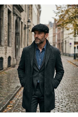 Erkek Kaşe 8 Köşe Kasket Şapka Klasik Retro- Peaky Blinders Tarzı Lastikli Standart Beden