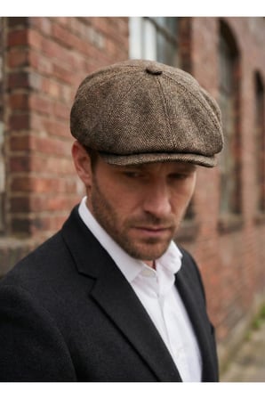 Erkek Kaşe 8 Köşe Kasket Şapka Klasik Retro- Peaky Blinders Tarzı Lastikli Standart Beden