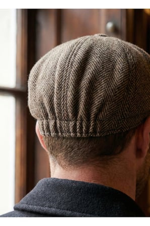 Erkek Kaşe 8 Köşe Kasket Şapka Klasik Retro- Peaky Blinders Tarzı Lastikli Standart Beden