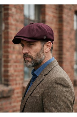 Erkek Kaşe 8 Köşe Kasket Şapka Klasik Retro- Peaky Blinders Tarzı Lastikli Standart Beden