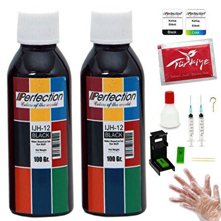 Perfection  Hp Psc Yazıcılara Uyumlu Kartuş Dolum Seti 2 X 100 Ml Black