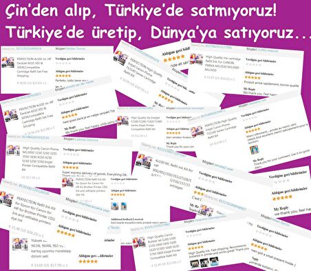 Hp , Epson, Canon, Brother Tanklı Yazıcı Üniversal Mürekkep Dolum Seti 4X100 ml