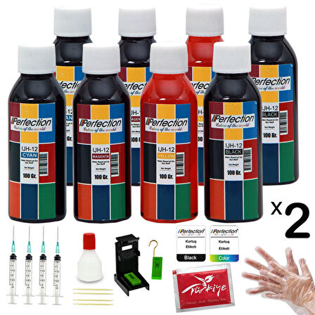 Perfection Hp Deskjet 3752 3755 3758 Yazıcı 304xl Mürekkep Dolum Seti Aparatlı Solüsyonlu 8x100 Ml