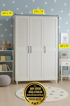 Pera 3 Kapaklı Dolap | Panjur Kapaklı | %100 MDF Kalitesi