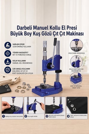 Pileli Perde ve Sineklik Sistemleri İçin Delici Makine ve Darbeli Çakma El Presi 2’li Set