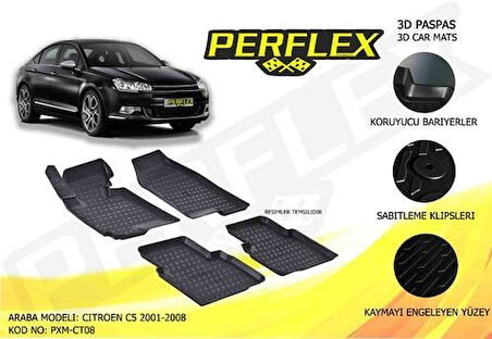 Citroen C5 Havuzlu Kauçuk Paspas Takımı 3d-x 2001-2008