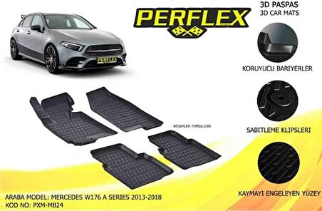 Mercedes W176 A Serisi Havuzlu Kauçuk Paspas Takımı 3d-x Havuzlu
