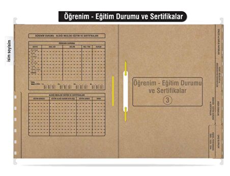 Personel Özlük Dosyası 8 Yapraklı (Metal Askılı 100 Adet)