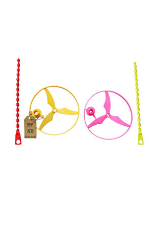PERVANE OYUNCAK BAHÇE OYUNCAĞI  NOSTALJİK  FIRILDAK  UFO UÇAN DAİRE 13cm  2 ADET PEMBE SARI