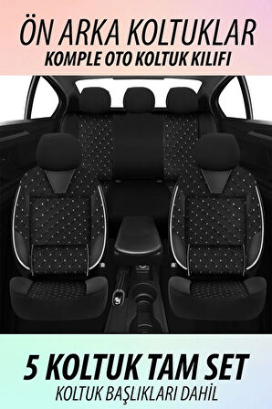 Audi A3 Sedan  Uyumlu T-design Beyaz Tay Tüyü 5 koltuk tam set oto kılıf beyaz dikiş detaylı