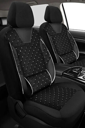 Mercedes 500  Uyumlu T-design Beyaz Tay Tüyü 5 koltuk tam set oto kılıf beyaz dikiş detaylı