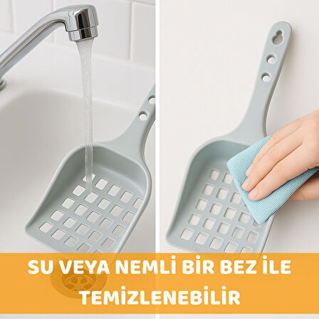 Beylini Kedi Kumu Küreği Plastik Kare Delikli Kolay Temizlenebilir Asılabilir Saplı Kürek Evcil Hayvan Kum Temizleme Küreği 8X24 cm
