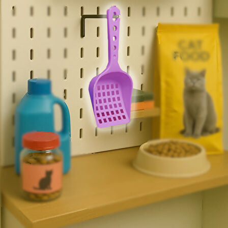 Beylini Kedi Kumu Küreği Plastik Kare Delikli Kolay Temizlenebilir Asılabilir Saplı Kürek Evcil Hayvan Kum Temizleme Küreği 8X24 cm