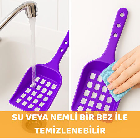 Beylini Kedi Kumu Küreği Plastik Kare Delikli Kolay Temizlenebilir Asılabilir Saplı Kürek Evcil Hayvan Kum Temizleme Küreği 8X24 cm
