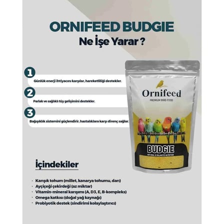 Ornifeed Budgie Profesyonel Muhabbet Kuşu Yumurta Maması 1 Kg