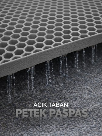 Beylini Petek PVC Paspas Islak Zeminde Kaydırmaz İç Dış Mekan Banyo Duş Lavabo Havuz Kenar Halısı Bal Desen Gri