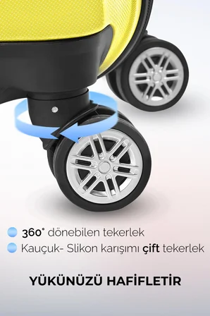 Polo&Sky Petek Model Sarı Renk Büyük Boy Valiz