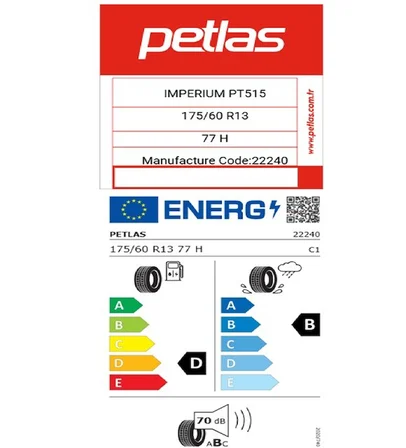 Petlas 175/60 R13 TL 77H IMPERIUM PT515 Oto Yaz Lastiği (Üretim Tarihi:2026)