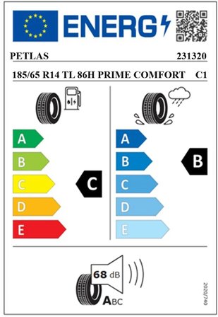 Petlas 185/65 R14 TL 86H PRIME COMFORT Yaz Lastiği (Üretim Tarihi:2026)