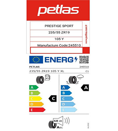 Petlas 235/55 ZR19 TL 105Y XL PRESTIGE SPORT Yaz Lastiği (üretim Taeihi:2025)