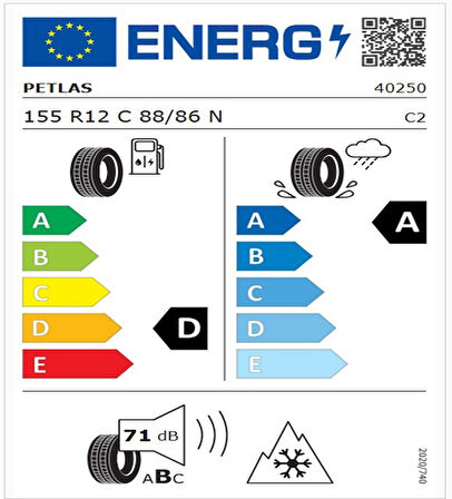 Petlas 155 R12 C TL 88/86N 8PR FULL GRIP PT925 Kamyonet Kış Lastiği (Üretim Tarihi:2025)