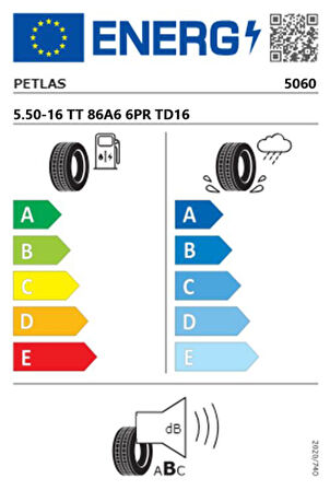 Petlas 5.50-16 TT 86A6 6PR TD16 Traktör Ön Lastiği (Üretim Tarihi:2024)