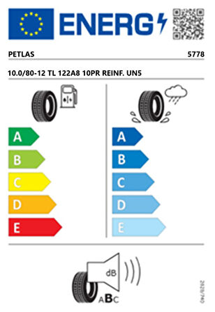 Petlas 10.0/80-12 TL 122A8 10PR REINF. UN5 Balya Makinesi Lastiği (Üretim Tarihi:2025) 
