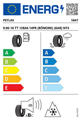 Petlas 9.00-16 TT 128A6 14PR (RÖMORK) (KAR) NT3 Römork Lastiği (Üretim Tarihi:2024)   