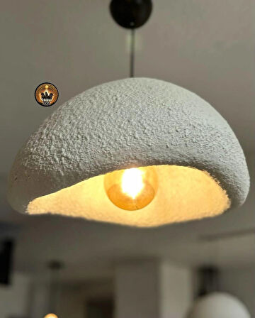 Petra Doğal Taş Efektli Modern Beton BEYAZ Avize Çap: 400MM