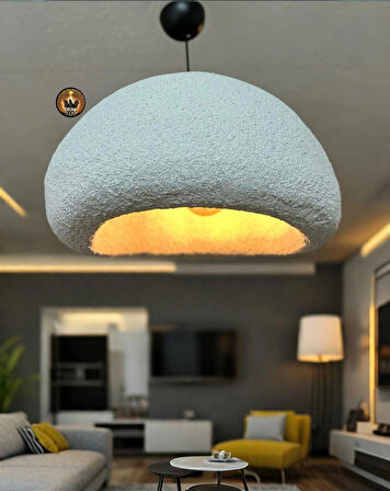 Petra Doğal Taş Efektli Modern Beton GRİ Avize Çap: 500MM