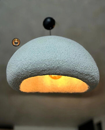 Petra Doğal Taş Efektli Modern Beton GRİ Avize Çap: 500MM