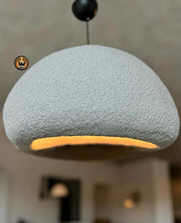 Petra Doğal Taş Efektli Modern Beton GRİ Avize Çap: 500MM
