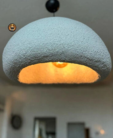 Petra Doğal Taş Efektli Modern Beton GRİ Avize Çap: 500MM