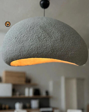 Petra Doğal Taş Efektli Modern Beton GRİ Avize Çap: 600MM