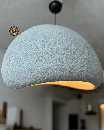 Petra Doğal Taş Efektli Modern Beton GRİ Avize Çap: 600MM