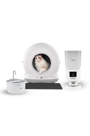 Akıllı Otomatik Kedi Tuvaleti, Mama Kabı ve Su Pınarı 3'lü Pet Ürünleri Seti