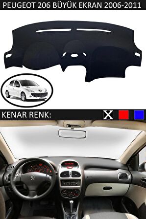 Peugeot 307 2001-2008 İçin Uygun Torpido Koruma Halısı Siyah Kenar Renk Siyah