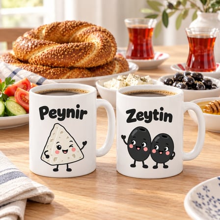Peynir ve Zeytin 2`li Porselen Kupa Seti - MODEL 406
