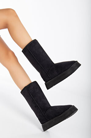 Puffy İçi Tüylü Kalın Topuk Bot Siyah