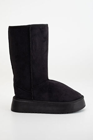 Puffy İçi Tüylü Kalın Topuk Bot Siyah