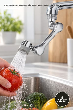 4 Adet Akrobat Musluk Başlığı – 1080° Dönebilen Musluk Ucu İki Modlu Havalandırıcı Ve Basınçlı Sprey Metal Görünümlü ABS Mutfak Banyo Aerator Faucet Aerator