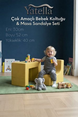 Yatella Çok Amaçlı Bebek Koltuğu & Masa Sandalye Seti - PEMBE