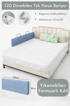 Miralay Yeni Nesil Yatak Bariyeri 120 cm Mavi - Boyalı