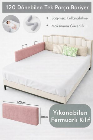 Miralay Yeni Nesil Yatak Bariyeri 120 cm Pembe - Boyalı