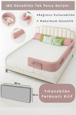 Miralay Yeni Nesil Yatak Bariyeri 180 cm Pembe - Boyalı