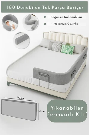 Miralay Yeni Nesil Yatak Bariyeri 180 cm Gri - Boyalı